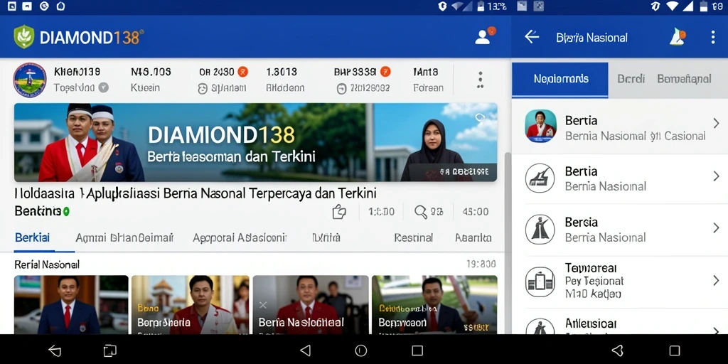 Tampilan antarmuka aplikasi DIAMOND138 yang modern dan informatif.