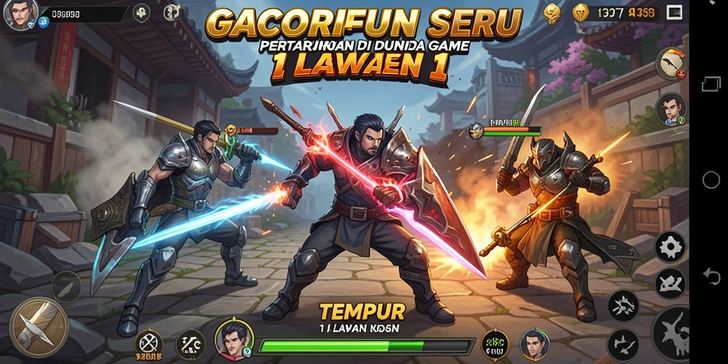Antarmuka seru GACORFUN saat Tempur 1 Lawan 1.
