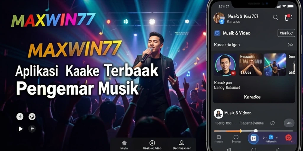 Antarmuka aplikasi MAXWIN77 dengan fitur Karaoke yang menarik.