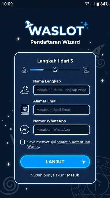 Tampilan halaman daftar waslot